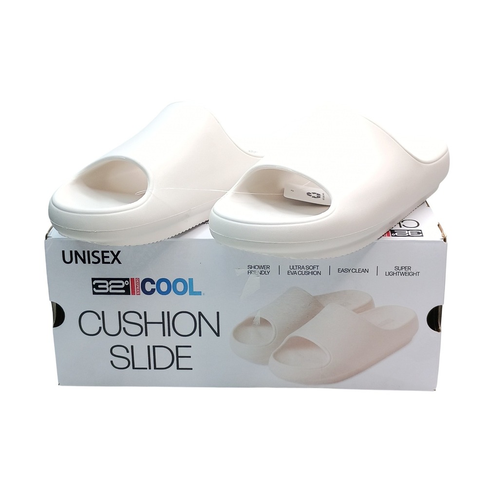 32 Degrees Cushion Slide Men Size 9-10 White Lightweight EVA Foam Sandals
